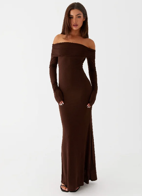 Cocoa Long Sleeve Maxi Dress - Chocolate