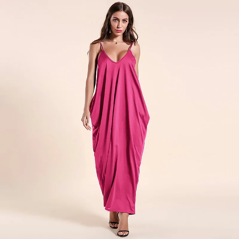 Olivian Pocketed Maxi Dress - Magenta