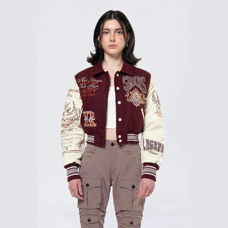 Collared Varsity Jacket - Windsor Wine