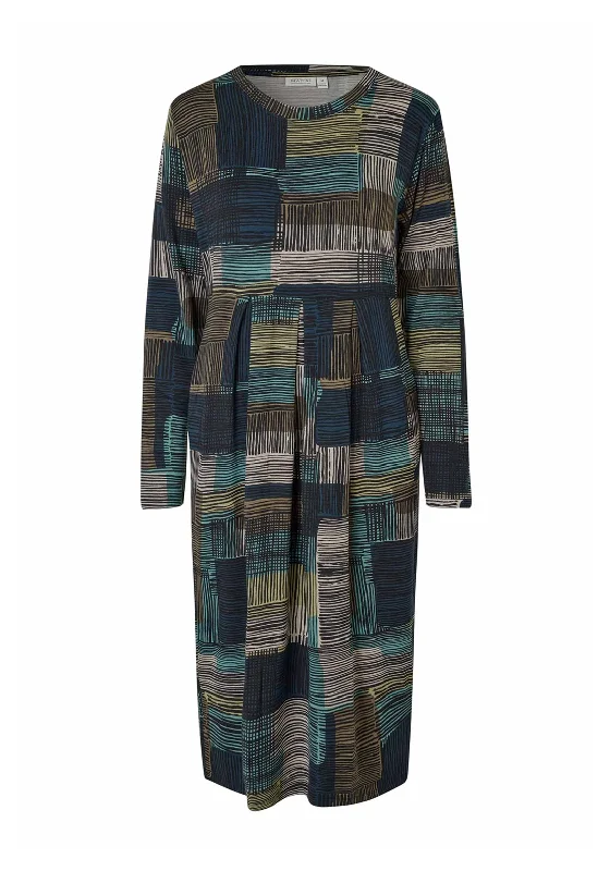 Masai Patchwork Print Jersey Dress, Green Multi