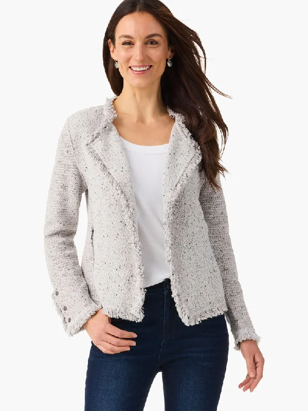 FRINGE MIX KNIT JACKET