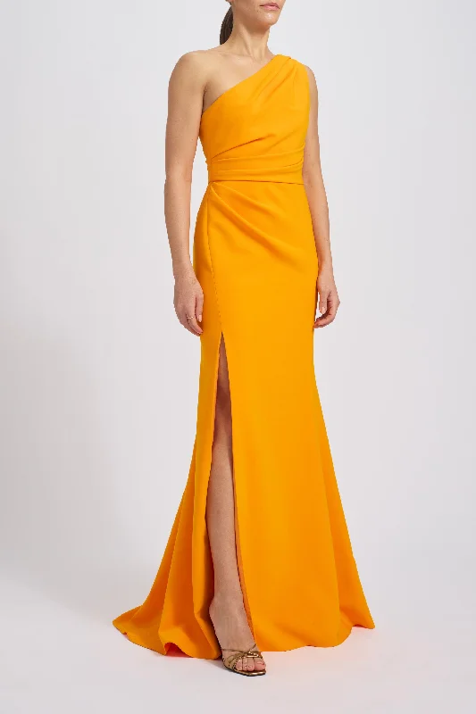 Stretch Crepe One-Shoulder Gown