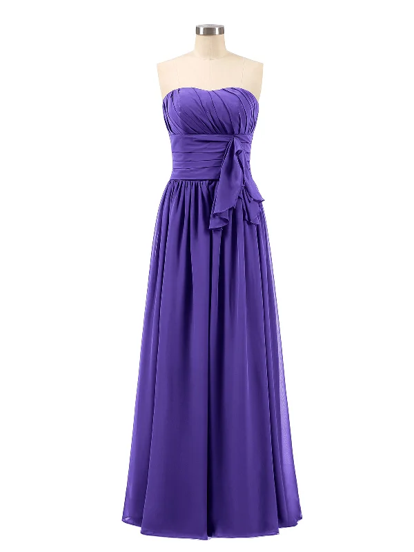 Long Strapless Chiffon Bridesmaid Dress-Regency