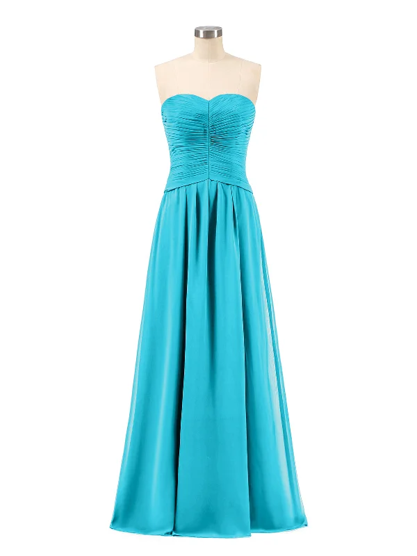 Sweetheart Strapless Chiffon Bridesmaid Dress-Jade