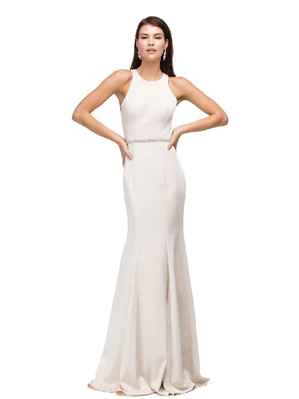 Dancing Queen Bridal - 9757 Sparking Jewel-accented High Scoop Jersey Mermaid Dress