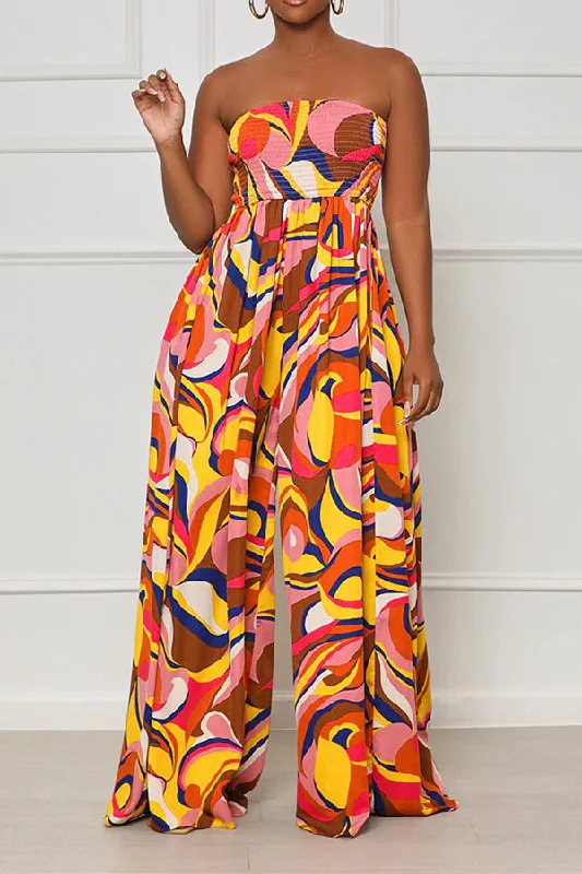 Floral Print Stylish Wide Leg Maxi Dress