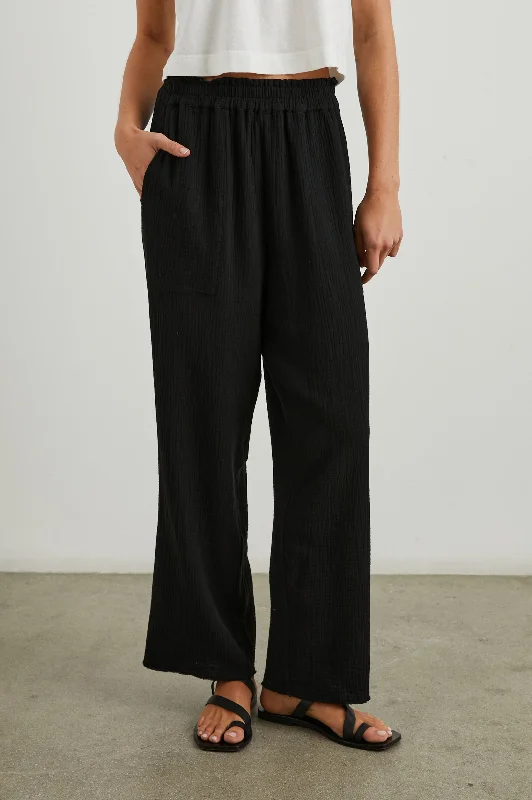 LEON CROP PANT - BLACK GAUZE