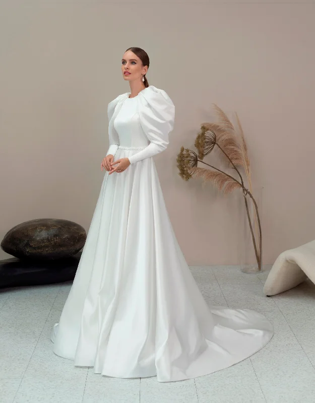 Long Sleeve Elegant Modest Wedding Dress