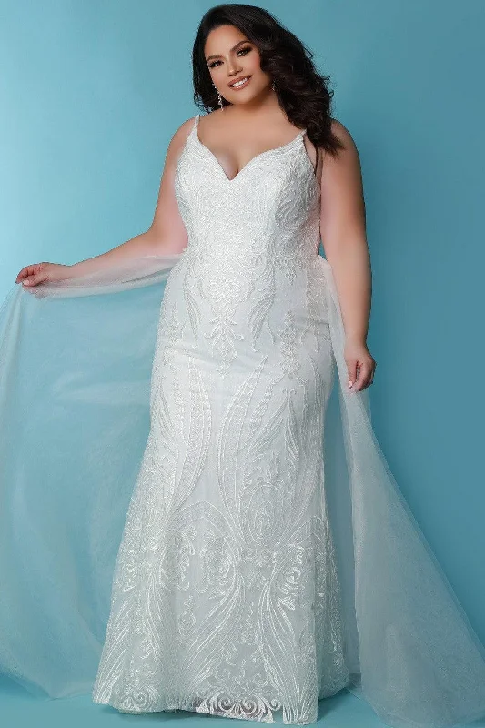 Sydneys Closet SC5287 Long Fitted Lace Wedding Dress