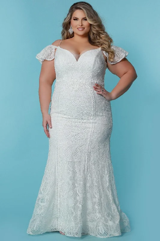 Sydneys Closet SC5297 Long Bridal Fitted Lace Wedding Dress