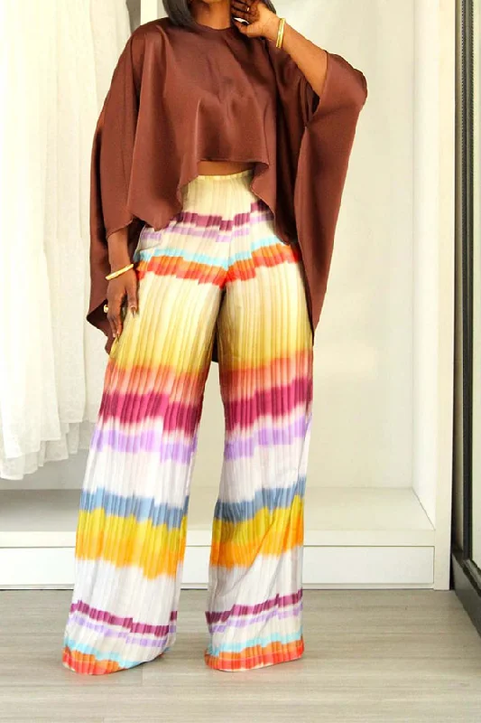 Tie Dye Stylish Irregular Wide Leg Pant Suit