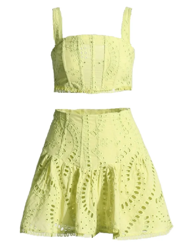 Cora Crop Top and Skirt Set - Olive Green