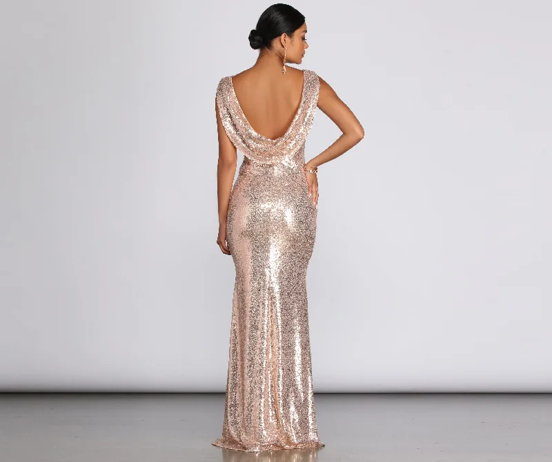 Paloma Cowl Back Sequin Gown