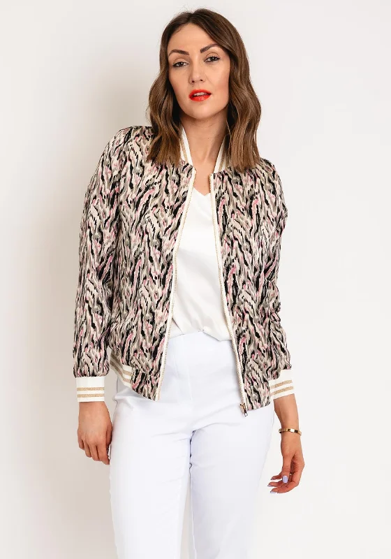 Serafina Collection Abstract Print Bomber Jacket, Green Multi