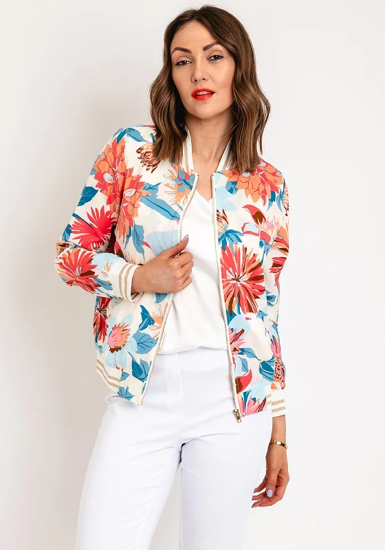 Serafina Collection Floral Bomber Jacket, Blue