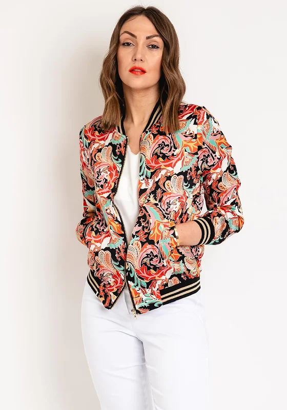 Serafina Collection Paisley Print Bomber Jacket, Black Multi