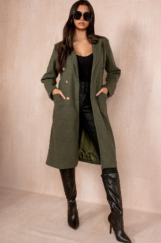 Ariel Khaki Longline Belted Coat