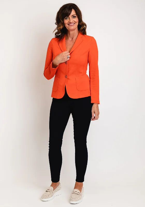 Sleek and sophisticated fashion for modern women   Barbara Lebek Ribbed Blazer Style Jacket, Orange