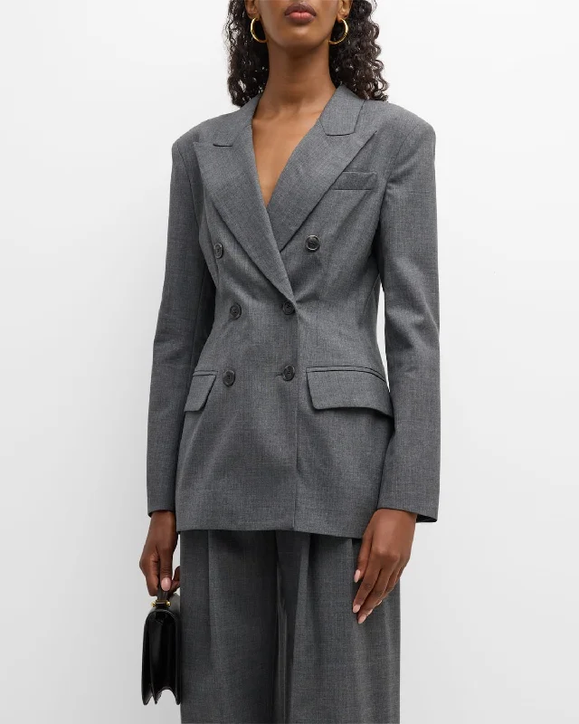 Fashionable women’s clothing that makes you shine   Emin Strong-Shoulder Double-Breasted Blazer Jacket