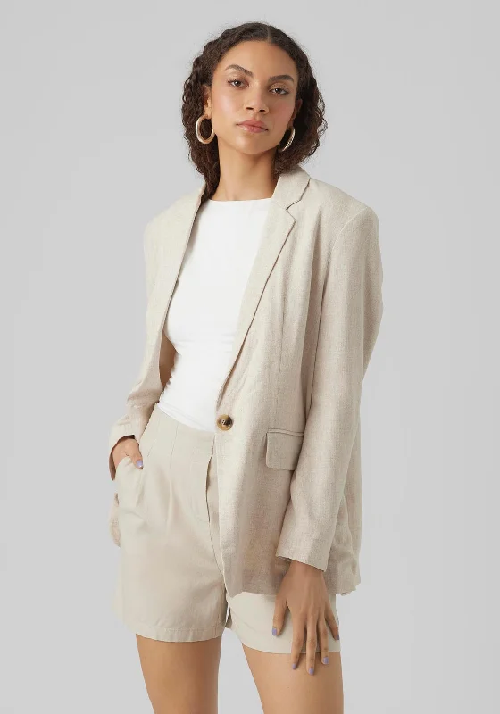 Everyday essentials for a stylish wardrobe   Vero Moda Vera Linen Blazer, Oatmeal