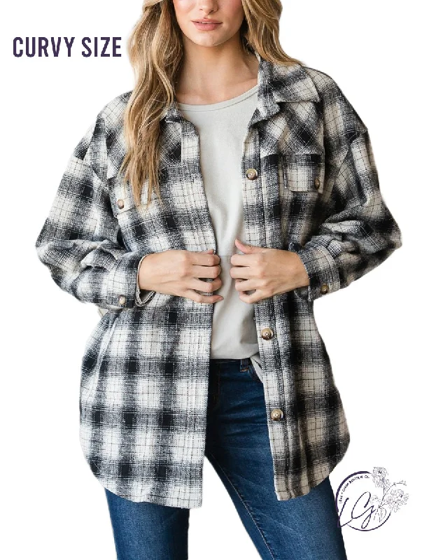 Curvy Easygoing Checkered Flannel