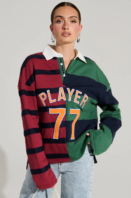 OFF THE FIELD LONG SLEEVE STRIPED RUGBY TEE