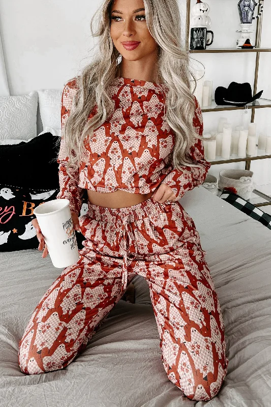 Sleep Tight Two-Piece Printed Pajama Set (Plaid Ghost)