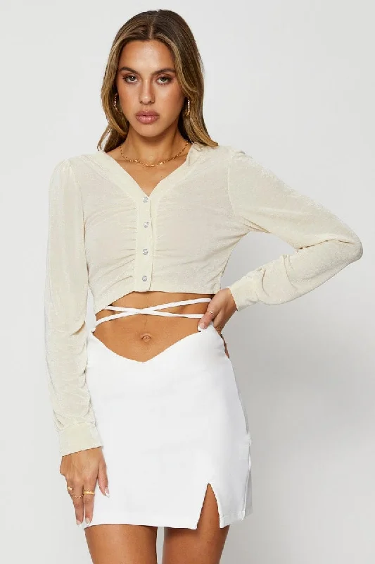 White Mini Skirt Front Slit