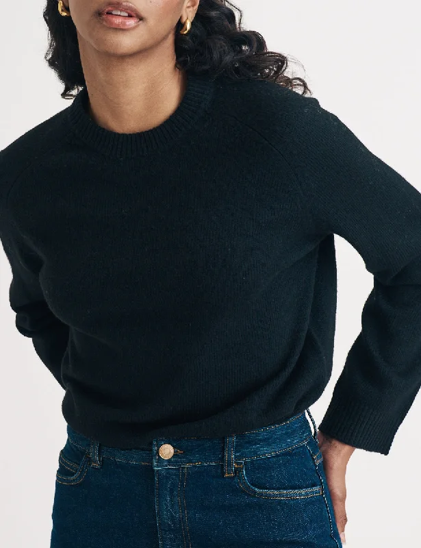 Black Crew Neck Knitted Jumper