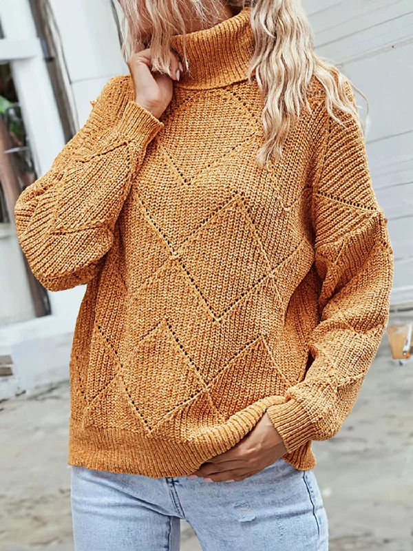 Chic geometric turtleneck sweater