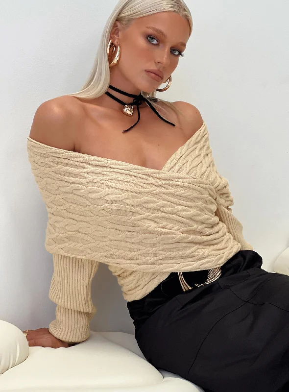 Tamas Wrap Front Sweater Beige