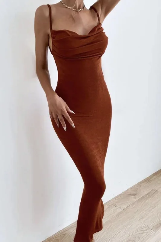 Elegant casual clothing for modern women   Criss Cross Ruched Backless Maxi Dress