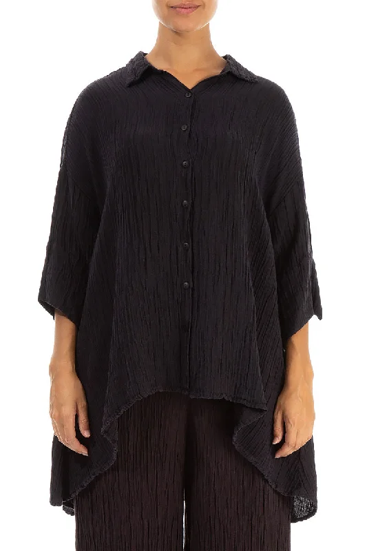 Trendsetting women’s clothing for fashion lovers   Loose Crinkled Dark Aubergine Silk Shirt